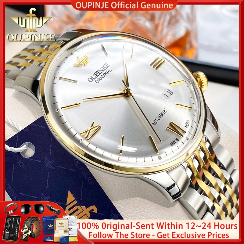 OUPINKE 3269 Luxury Swiss Automatic Watch Men Brand Original Business Mechanical Watch Sapphire Mirror Ultra Thin Formal Reloj