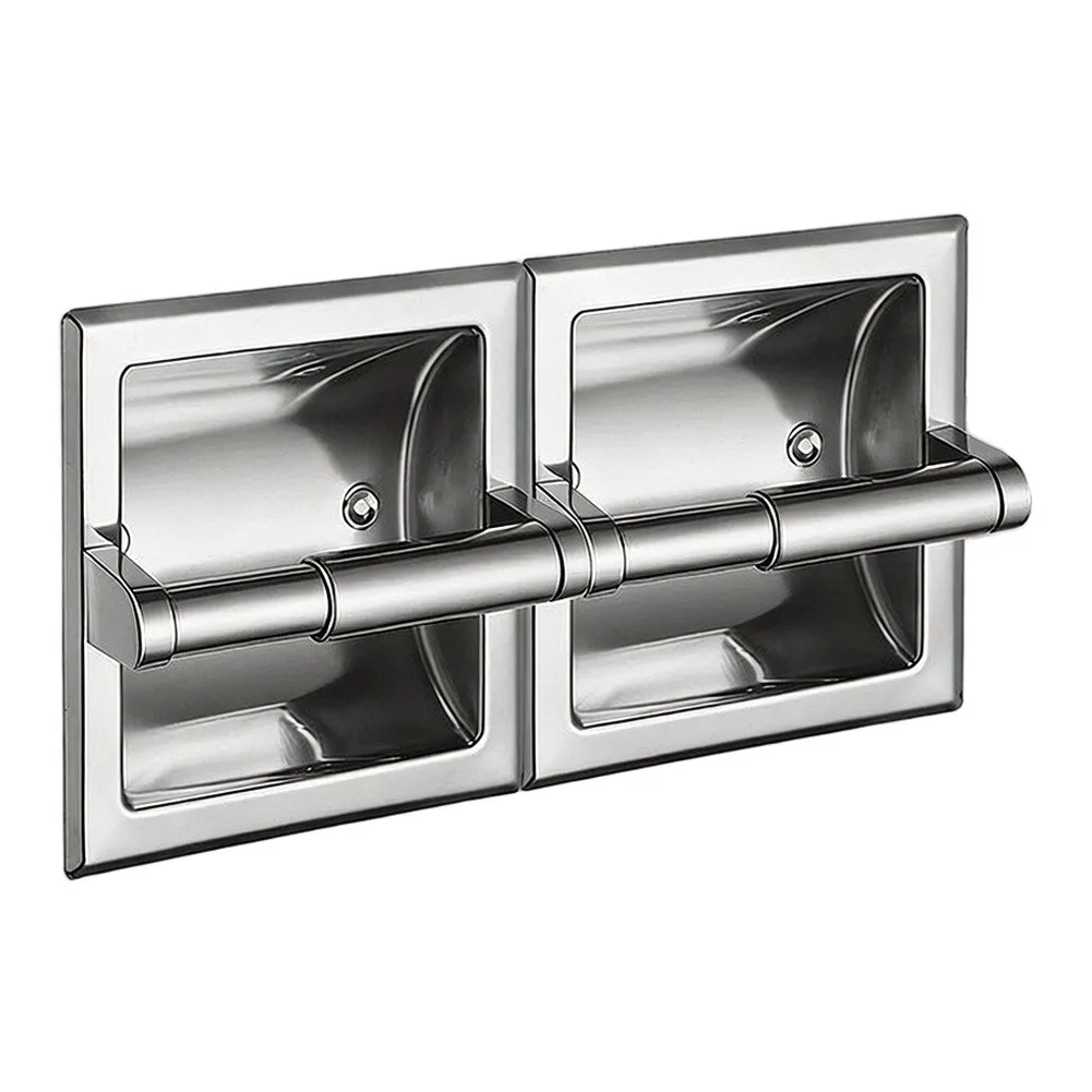 Silver Stainless Steel Toilet Holder Stainless Steel Bathroom Organizer Stainless Steel Holder Embedded Bathroom Organizer