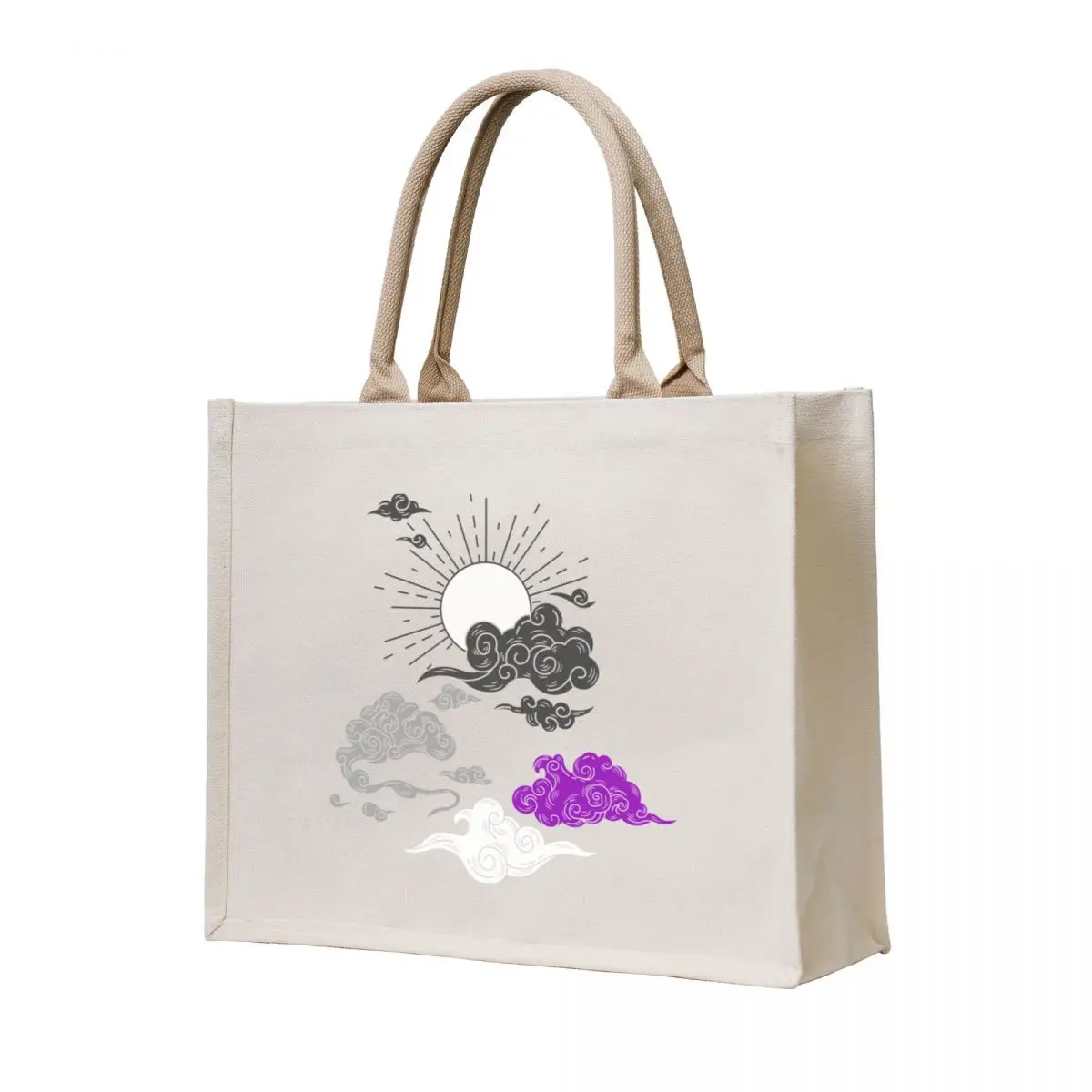 Sun and Clouds Ace. Asexual Pride Tote Bag Customizable tote bag Women bags Candy bags