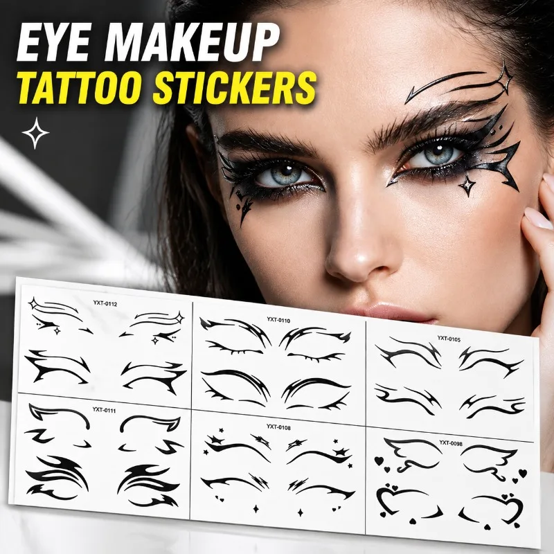 Eye Makeup Tattoo Sticker Dark Sweet Cool Eyeliner Cosmetic Decal Temporary Self-adhesive Waterproof Outer Eye Facial Makeover