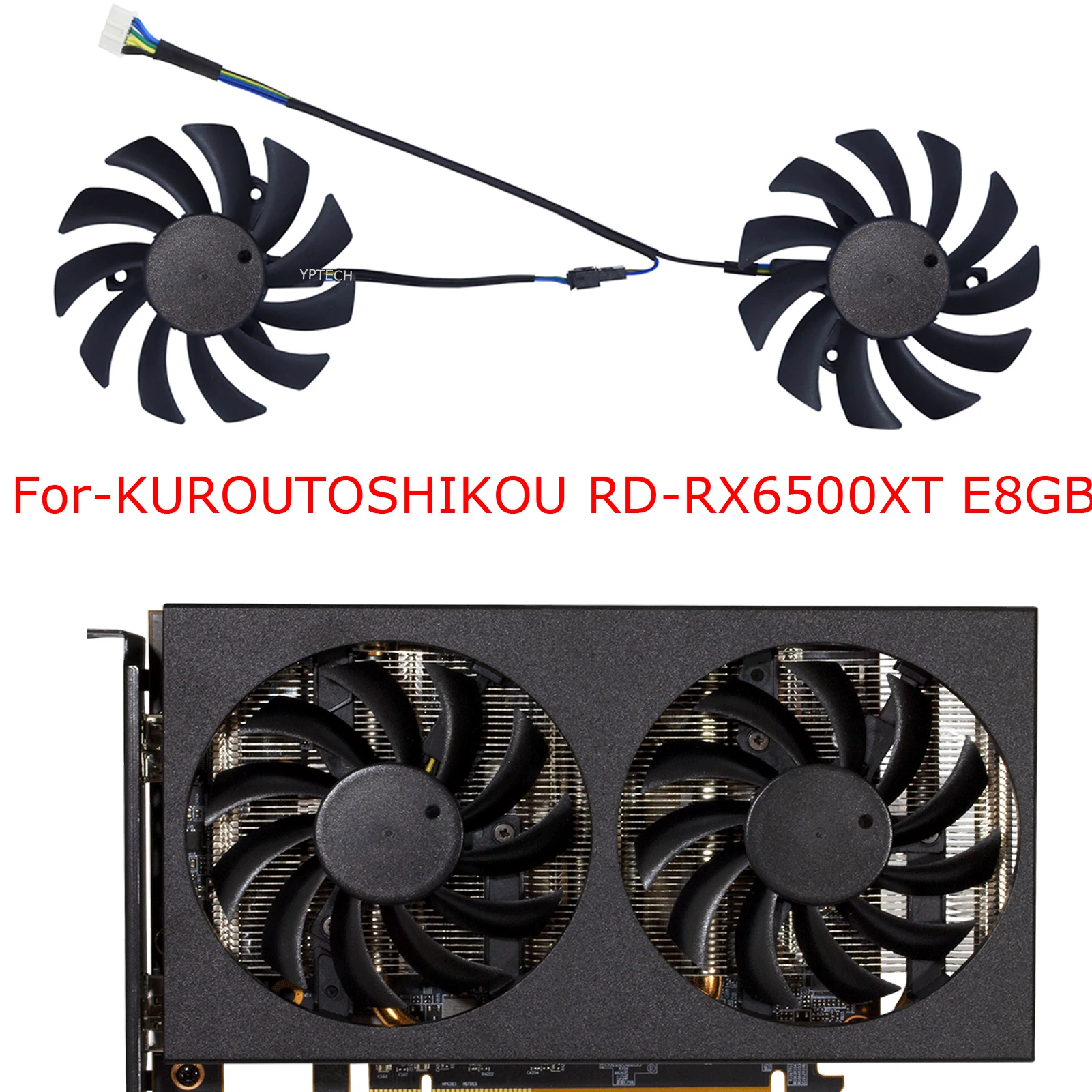 Video Cooler,Graphics Card Fan,For PowerColor Fighter RX 6500 XT OC 4gb,For KUROUTOSHIKOU R9 380 2GB,2Pcs/Set,PLD08010S12HH