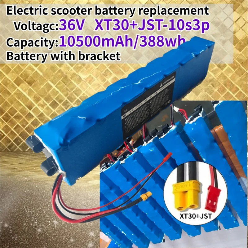Magazzino UE, pacco batteria ricaricabile agli ioni di litio 10S3P XT30-JST 36V 10500mAh, batteria di ricambio per monopattino elettrico e bici elettrica, ideale per spostamenti urbani, viaggi in