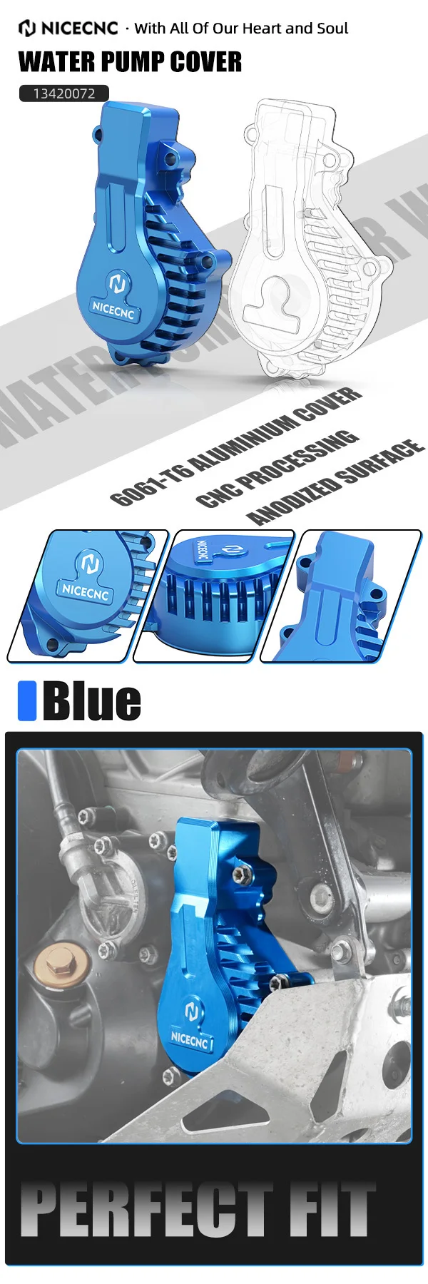 (EU-Lager) NICECNC Wasserpumpenabdeckung Wasserpumpenkühler Impeller-Abstandshalter für KTM 690 Enduro /R 690 SMC /SMC R 12-2023 Husqvarna 701 – Detail 12