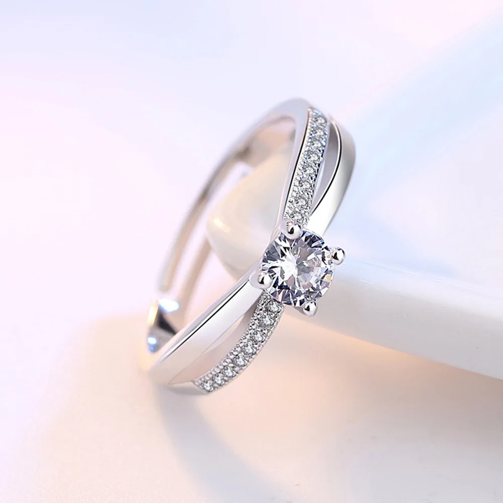 Bague en argent Sterling 925 avec zircon à quatre griffes pour femmes, bijoux de mariage, accessoires de fête charmants, cadeau