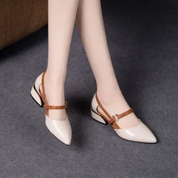Luxury Baotou Summer Women's Sandals New Pointed Thick Heels Party Fashion High Top Sandals