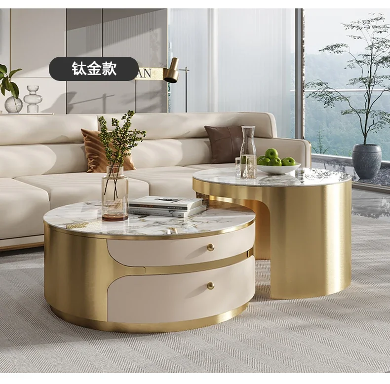 Stone Plate Coffee Table TV Cabinet Combination  Small Apartment Home Living Room Coffee Table Coffee Table TV Ca