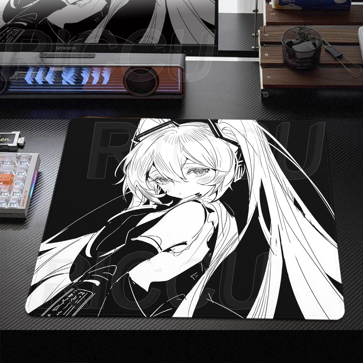 Dark Cyber Aesthetics Anime Girl Mouse Pad Speed Kawaii PC Gamer Accessories Office Rubber Desk Mat PC Gaming Keyboard Mousepad