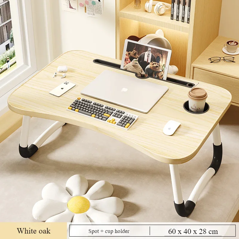 Laptop Bed Table Foldable Lap Table with Cup Holder Drawer Tablet Stand Laptop Bed Tray Table Portable Lap  Foldable Legs