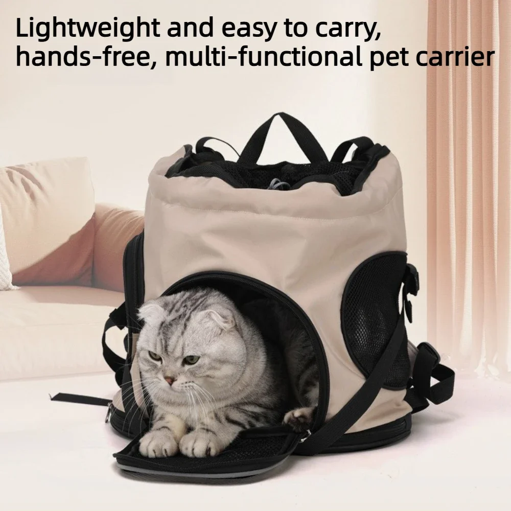 Lightweight Solid Color Cat Carrier Large Capacity Winter Warm Pet Travel Bag for Outdoor