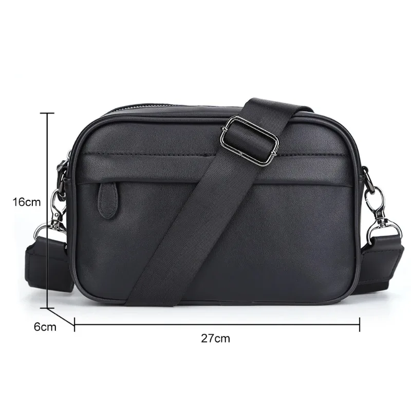 Bolsa de Ombro de Couro PU para Homens, Sacos Crossbody de Alça Larga, Sacos de Estilinete Quadrados, Saco Mensageiro Casual