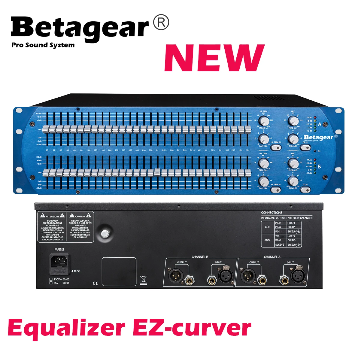 Betagear New Graphic Equalizer EZ-curver 3U 30Bands Sound Equalizador Audio Professional Pro DJ Equipment Equalizers Processor