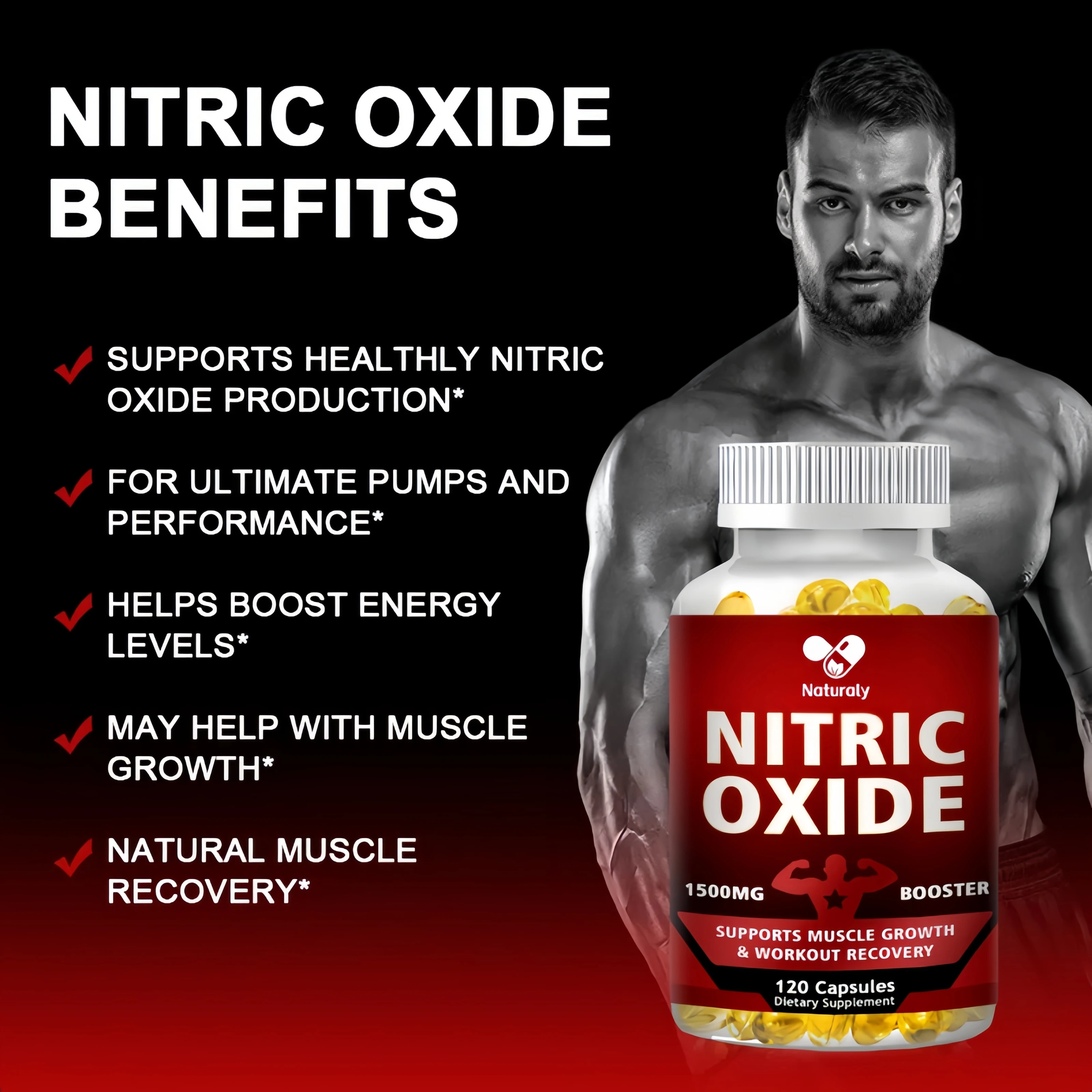 Super Nitric Oxide -L Arginine Strength-Helps Improve Workout Performance-Muscle Growth & Strengthening, Physical Fitness