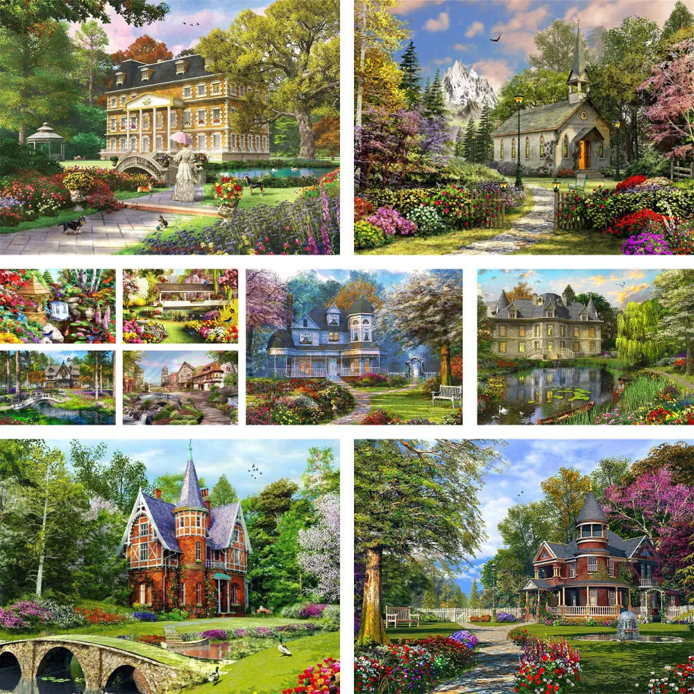 

Landscape Cartoon House Printed Fabric 11CT Cross-Stitch Set DIY Embroidery Craft Hobby Handiwork Handicraft Sales Design Gift