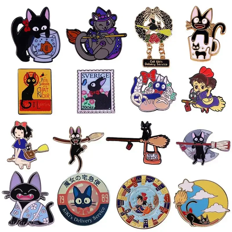 Pin esmaltado de pequeños animales, insignia divertida de gato negro, regalo divertido para un amigo, accesorios de joyería, broche de solapa