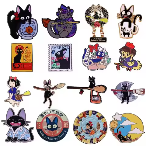 Cute Little Animals Enamel Pin Funny Black Cat Collect Badge A Funny Gift For A Friend Jewellery Accessories Lapel Brooch