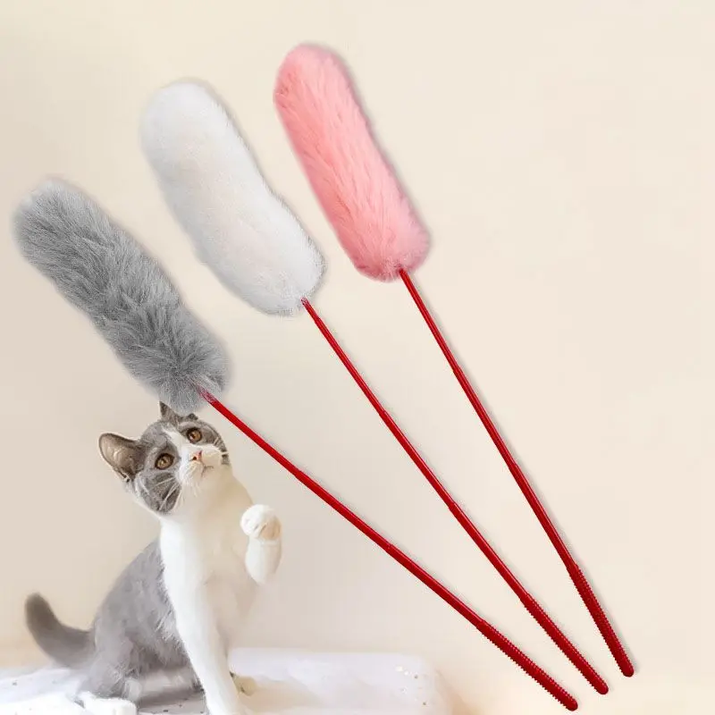 5-50pcs Random Plush Ball Cat Teaser Stick Plush Ball Short Rod InteractionTeasing Rod Cats Funny  Scratch Toy Wholesale