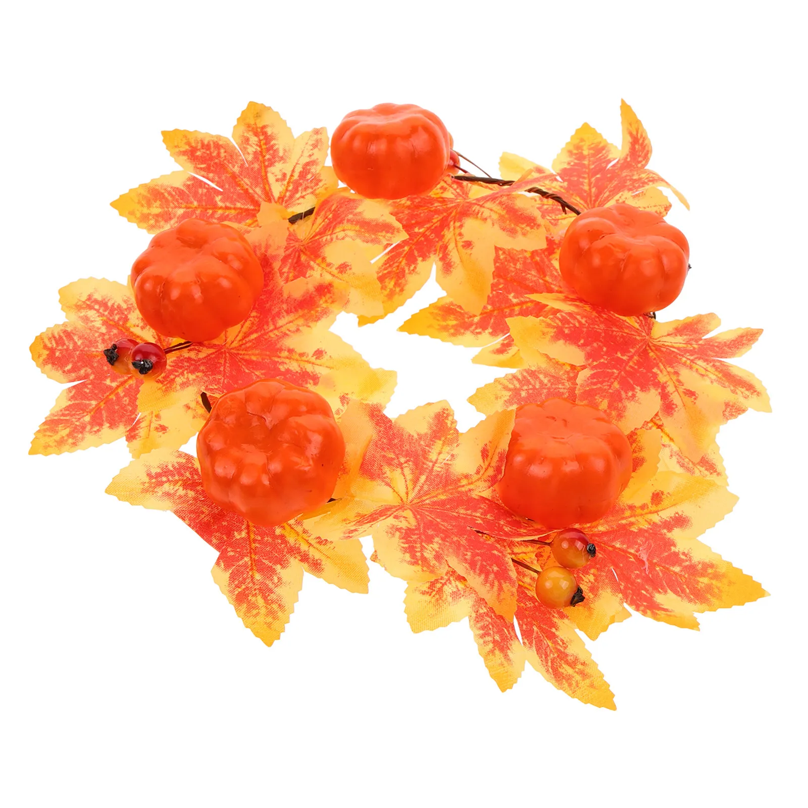 Artificial Leaf Ring Wreath Maple Pumpkin Theme Warm Atmosphere Decor for Parties Gatherings Banquets Thanksgiving Day
