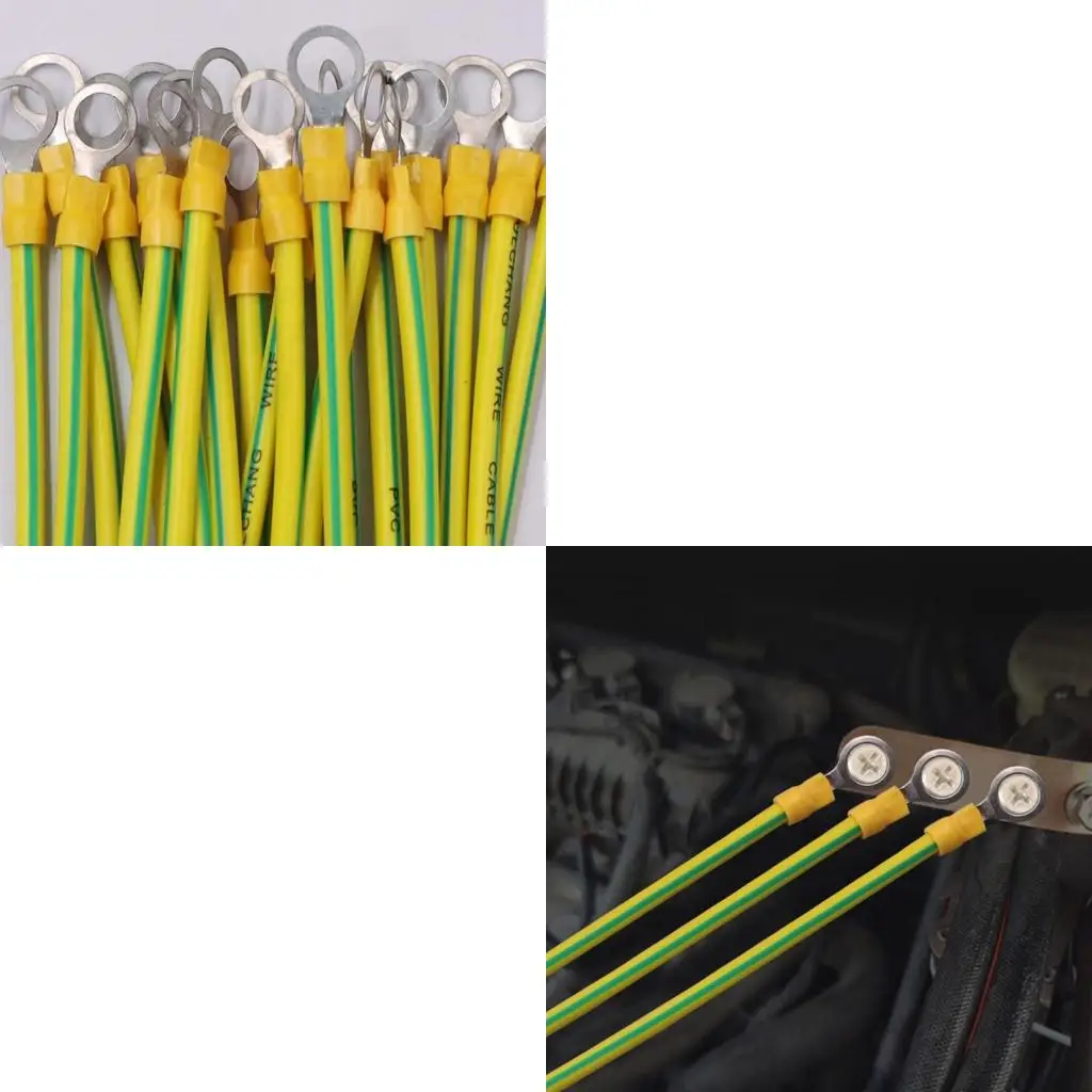 XA6H BVR Solar Photovoltaic Ground Wire With Terminals Earth Wire Hole 9mm Yellow-Green Flexible Copper Earth Cable