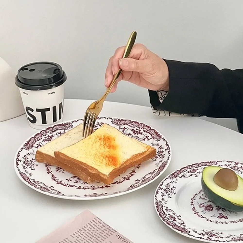 

Обеденный набор в стиле ретро скандинавского цветочного узора, диск, керамическая элегантная обеденная тарелка, круглая изысканная десертная тарелка для ресторана