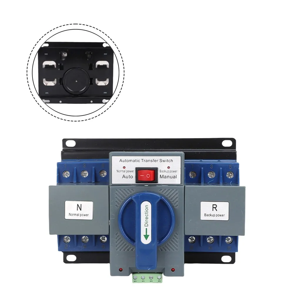 Dual Power Automatic Transfer Switch AC110V 2P 3P 4P 32A 63A ABS For Blue For Factory Generator Solar Panel Manual For Auto Mode