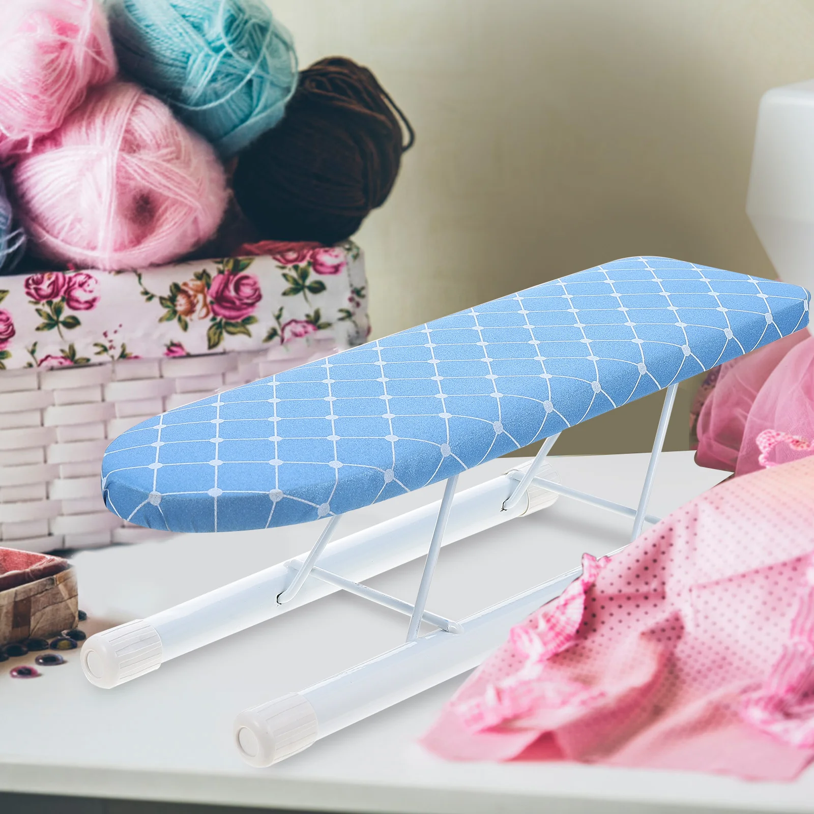 Mini Iron Ironing Board Travel Foldable Table Mini Rack Fabric Household Tabletop Folding Board Stand for Home and Travel Use