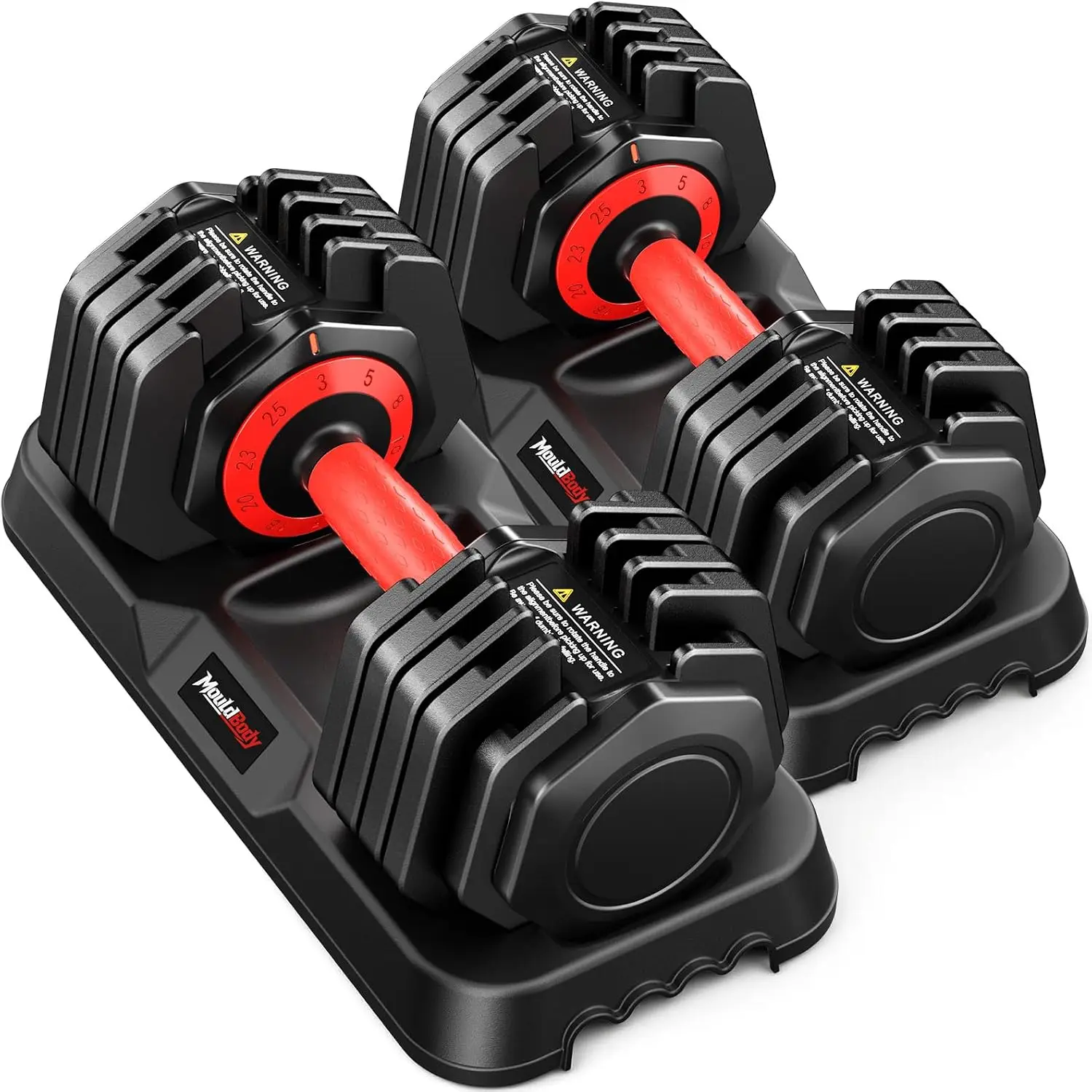 Adjustable Dumbbell Set Pair 25 lb or 50lb,10-in-1 Free Weight | 1-Second Dial Weight Adjustment,Space-Saving Design