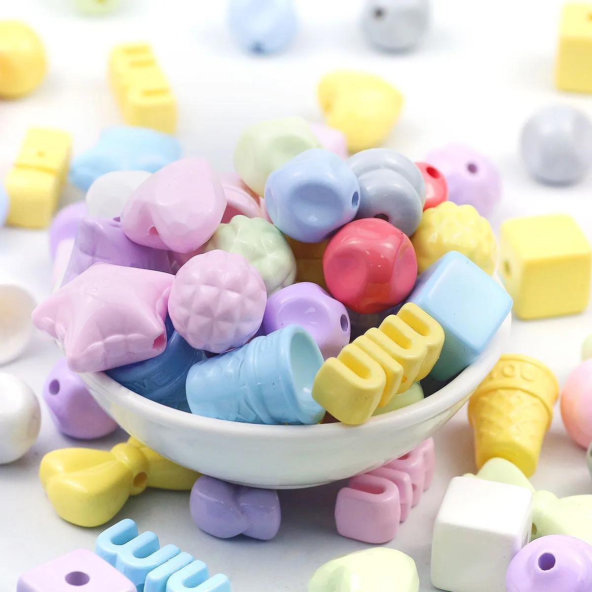 10pcs Candy Color Multistyle Lacquered Peach Heart Bow Star Spacer Loose Beads For Jewelry DIY Phone Chain Bracelet Accessories