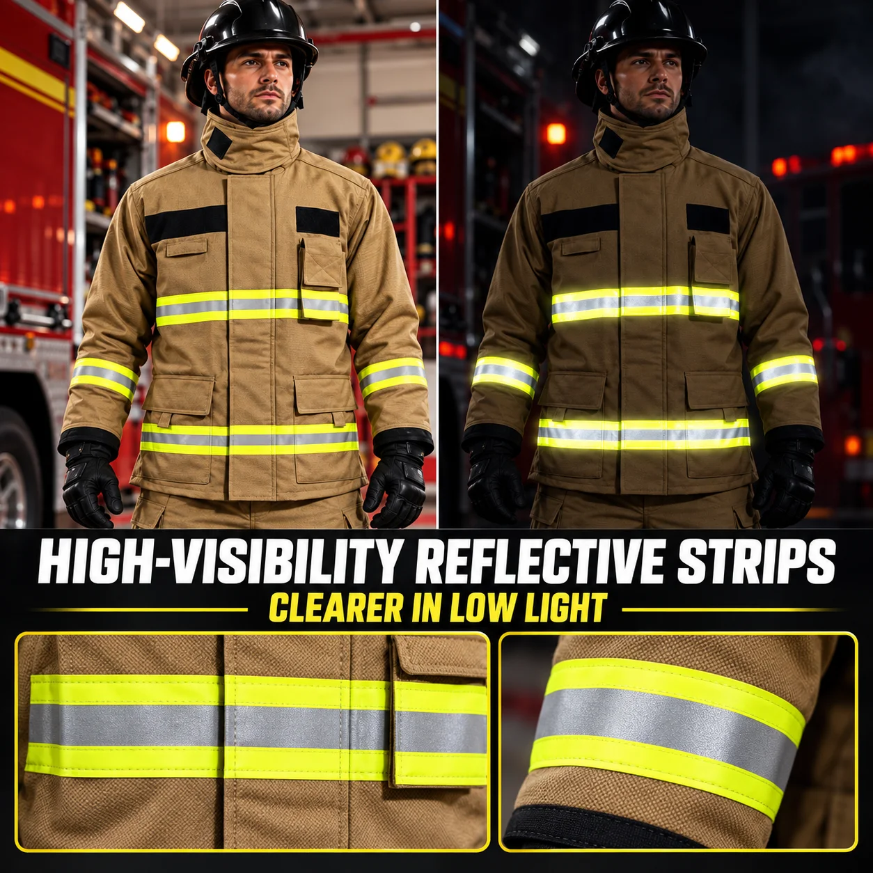 Fire Resistant Suit EN469 Professional Firefighting Clothing Set Fire Proximity Gear with Reflective Strips Waterproof Thermal