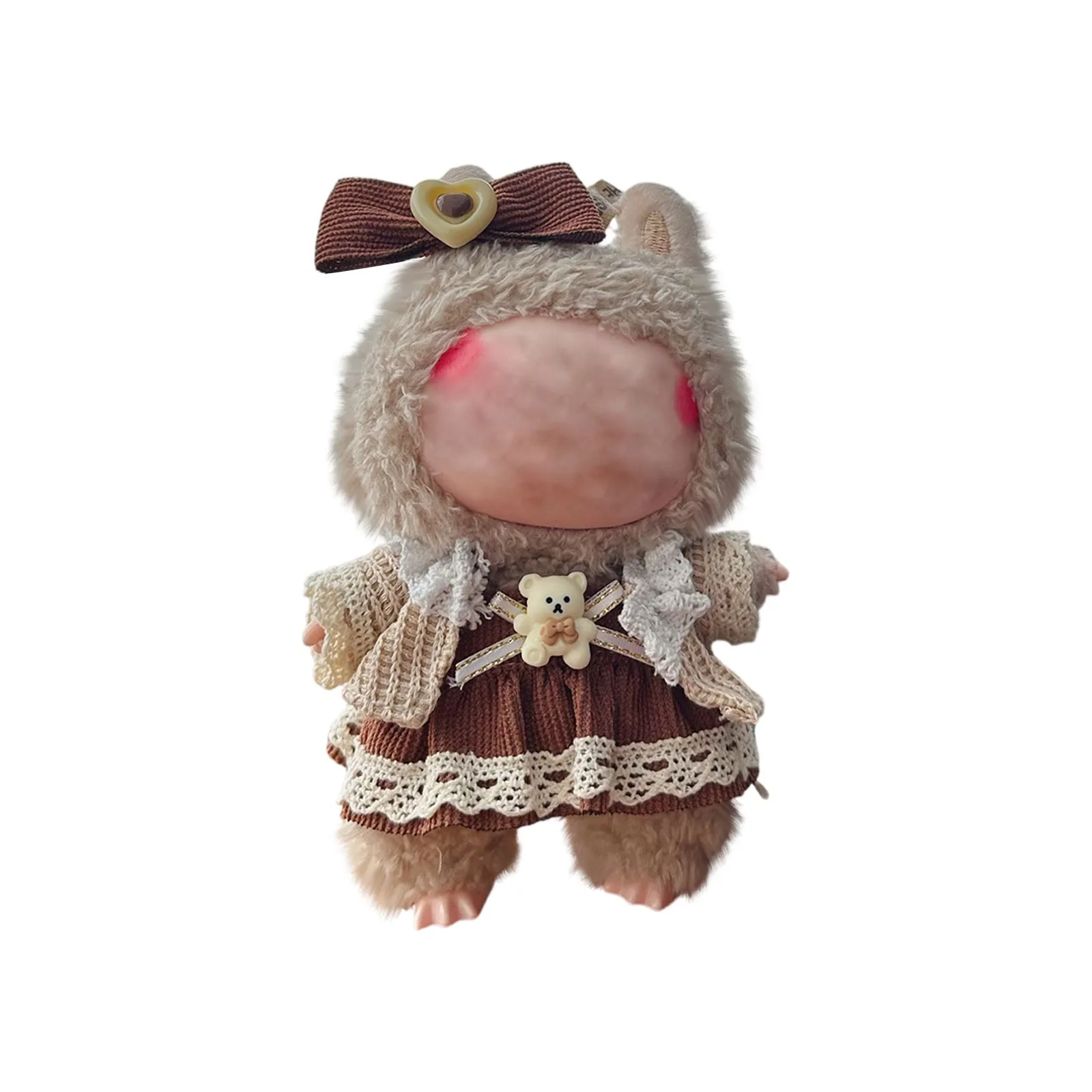 Conjunto de vestido rosa fofo de 17cm, roupas de boneca labubu, acessórios, roupas de boneca, brinquedo infantil, presente de menina