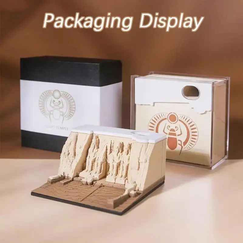 

Memo Pads Paper Art Sculpture Temple Tear-Away Notepad Paper Carving Art Craft Sticky Memo Pad With Pen Holder Cover