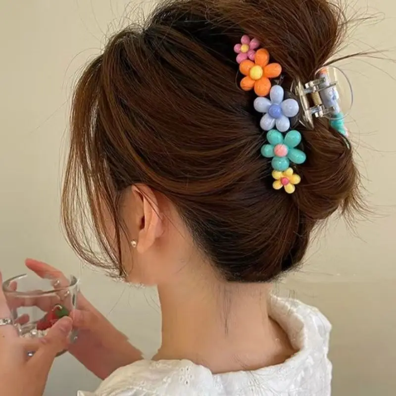 Colorful Flower Hair Claws New Large Hair Clips for Women Sweet Hairpin Claw Girls Elegant Headdress Fashion Hair Accessories