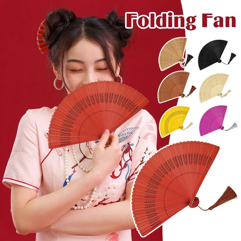 الصينية القديمة نمط اليد مروحة كامل الخيزران مروحة قابلة للطي Hanfu الرقص الجوف الخيزران مروحة الأداء الدعائم ديكور منزلي للزفاف الحرف #3