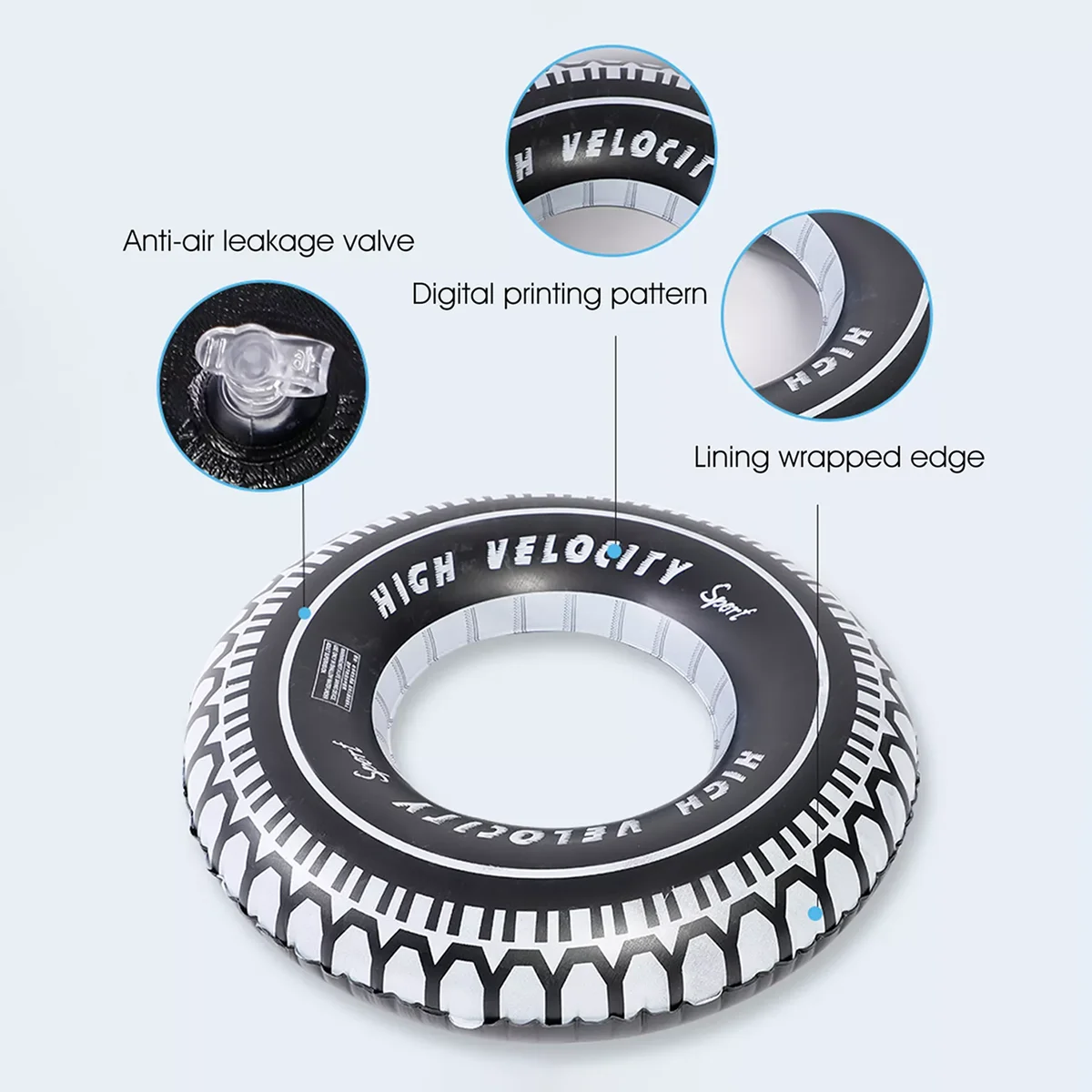 검은색 타이어 풍선 수영 반지 - 다양한 크기의 두꺼운 PVC 인쇄 수영장 플로트, 재미를 위한 물놀이 장난감