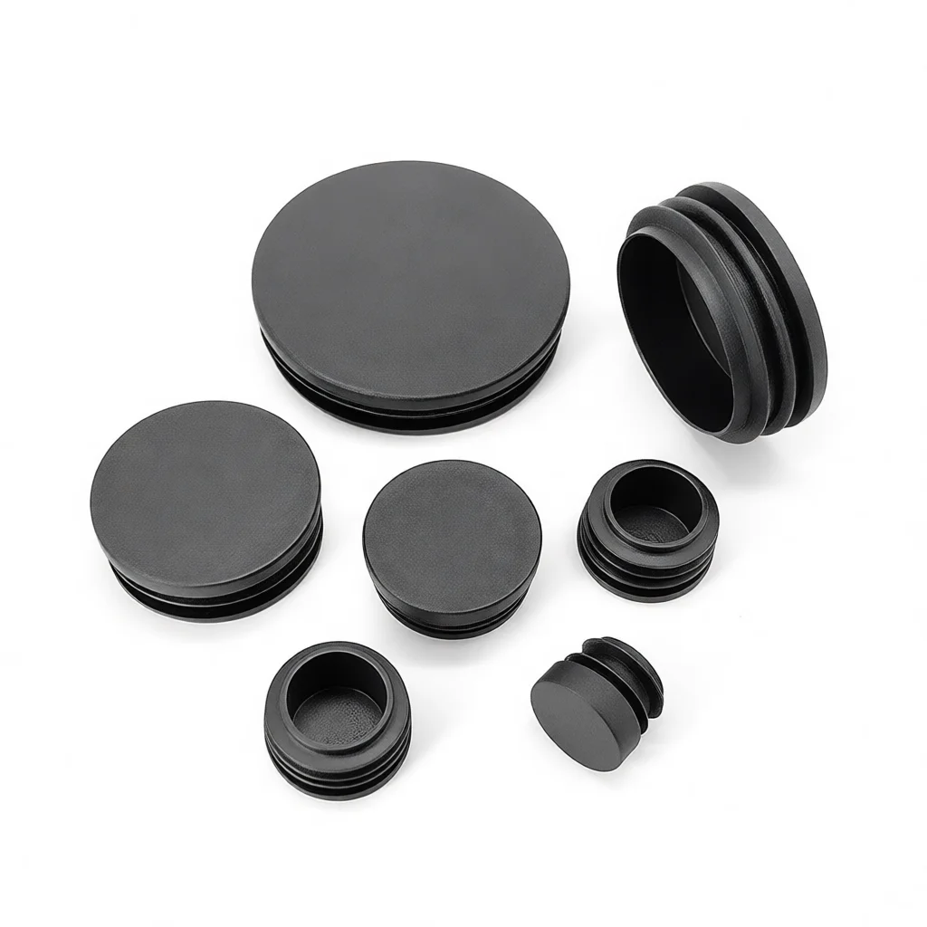 Plastic Black Round Pipe End Caps Insert Plugs For Furniture Industry Steel Tube Protection Hardware Fitting Stopper