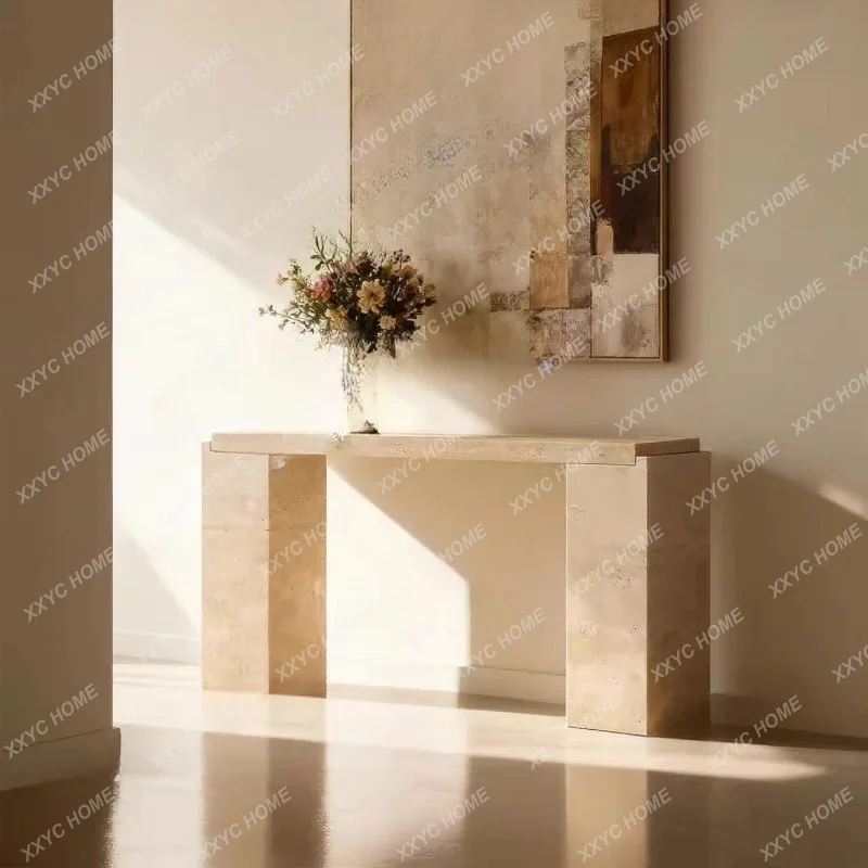 Natural travertine entrance platform Simple entrance table Storage corridor Advanced entrance platform