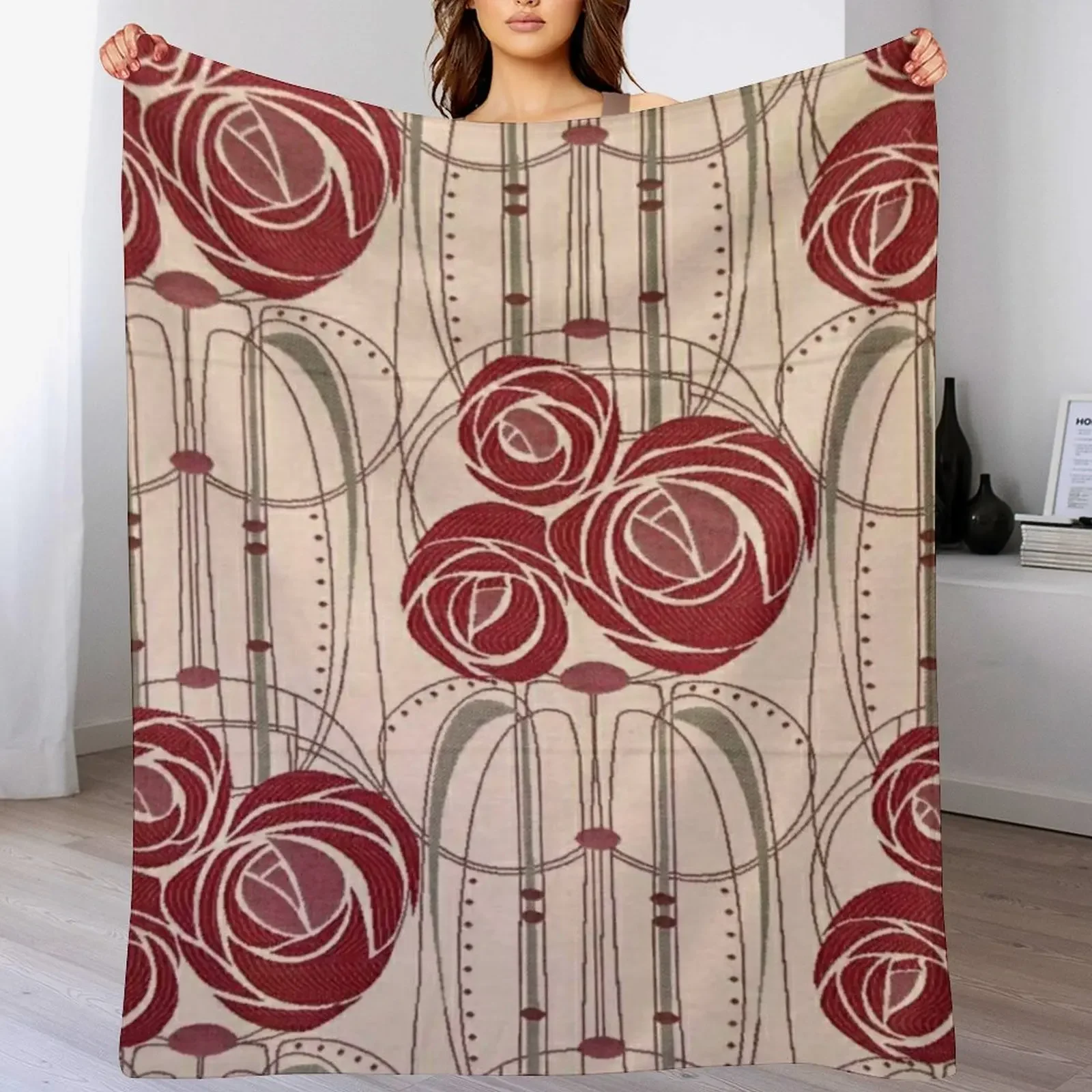 Charles Rennie Mackintosh roses,Mackintosh abstract rose Throw Blanket Moving For Decorative Sofa Blankets