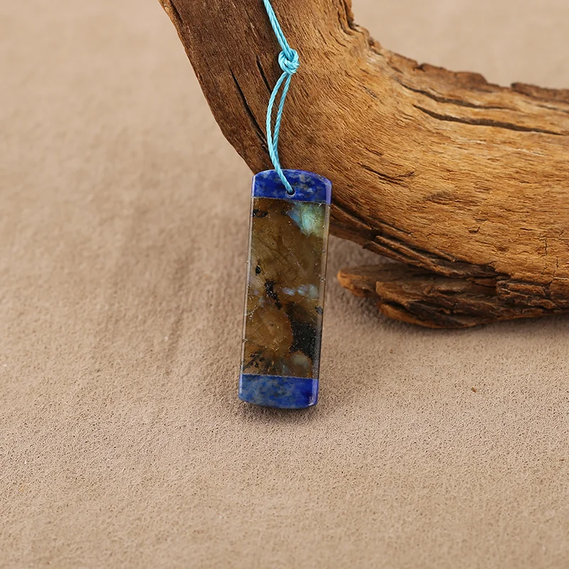 B&F Lapis Lazuli,Labradorite combination Pendant Beads, Handmade Natural stones beads 34*11*5mm 4.3g