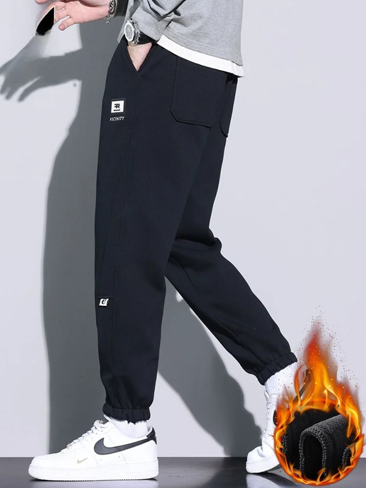 

Мужские повседневные брюки на флисовой подкладке, утепленные, спортивные, зимние, теплые, свободного кроя, молодежные, из смесового хлопка, с защитой от сминания