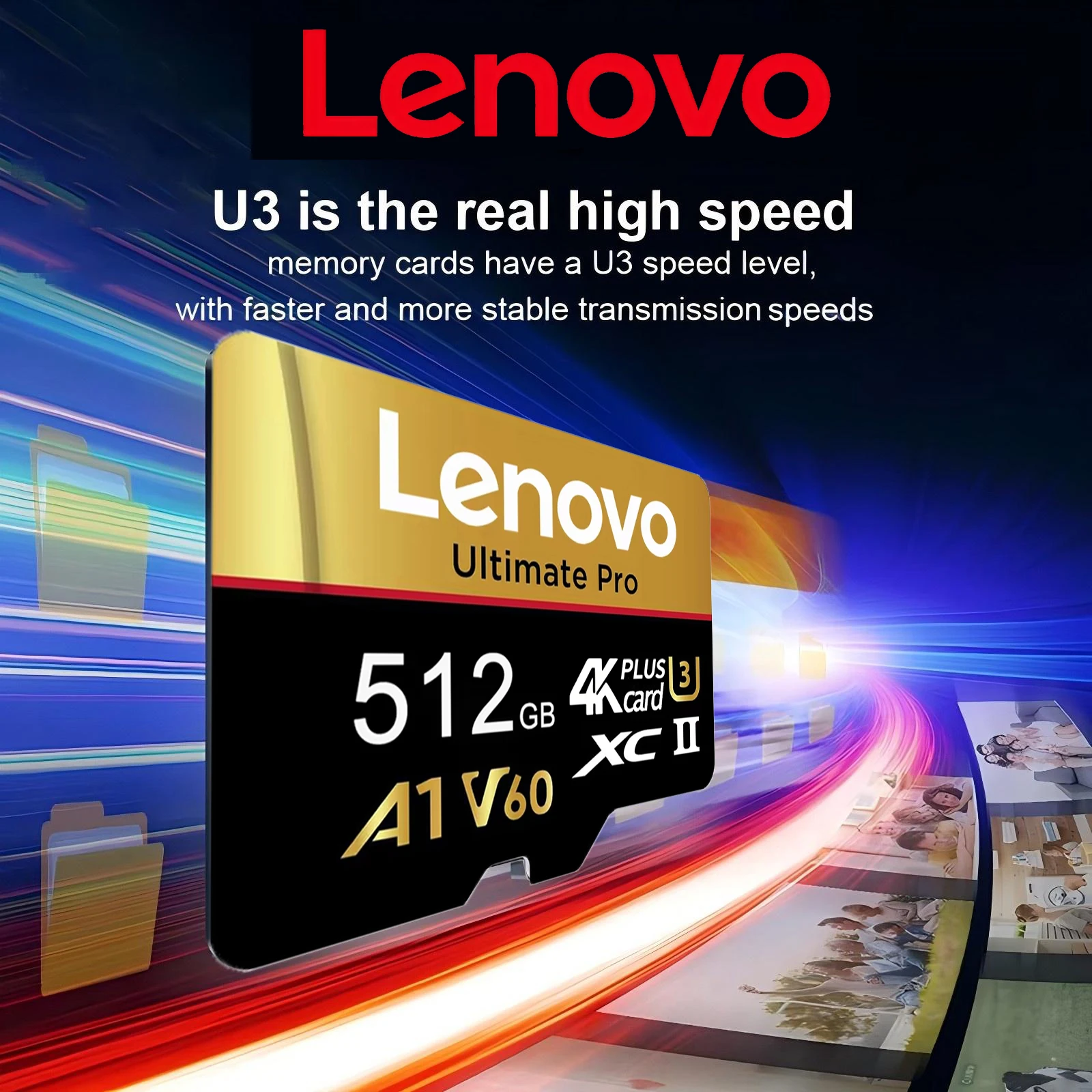 Lenovo Advanced TF Cards SD Cards 512GB Micro TF SD Memory Card 128GB Class 64GB UHS-I for Drone / Dash Cam / Mobile