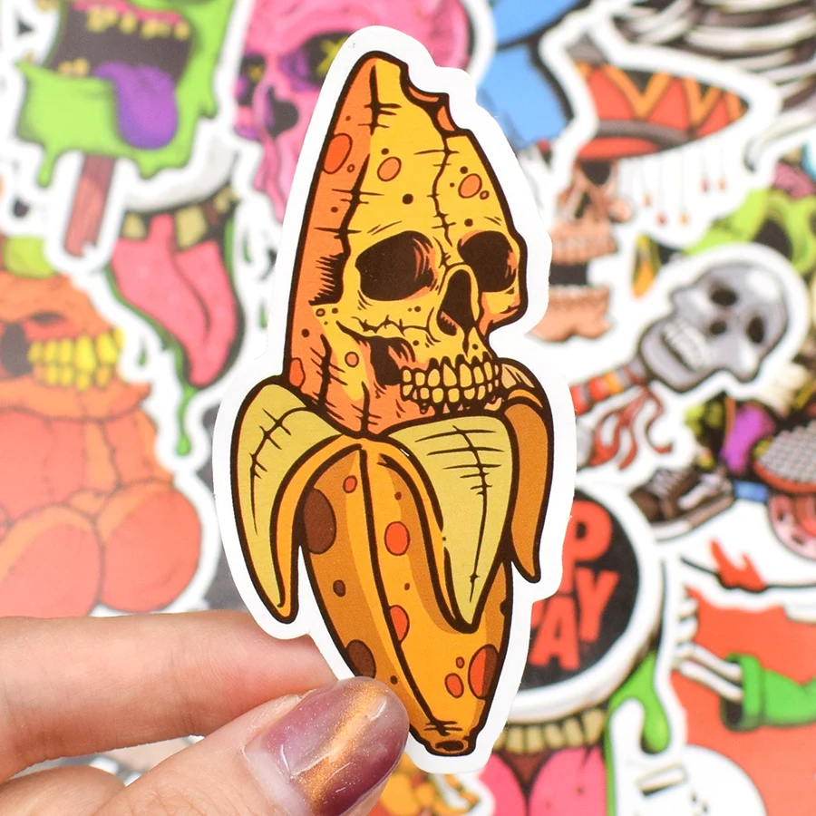 50 PCS Terror Stickers Ghost Graffiti Skeleton Cool Rock Punk JDM Sticker for Adult DIY Laptop Skateboard Guitar Fridge Car Bike