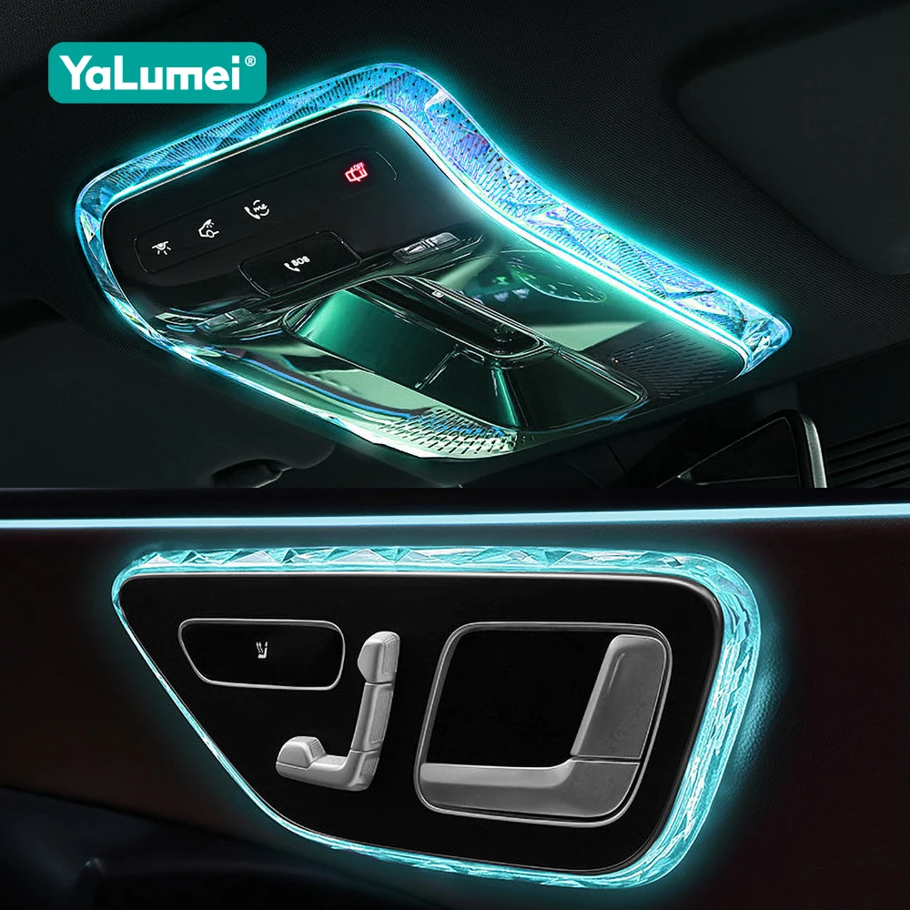 For Mercedes Benz C GLC E Class W206 X254 W214 EQE EQS Car Crystal Texture Door Handle Light Frame Reading Light Cover Sticker