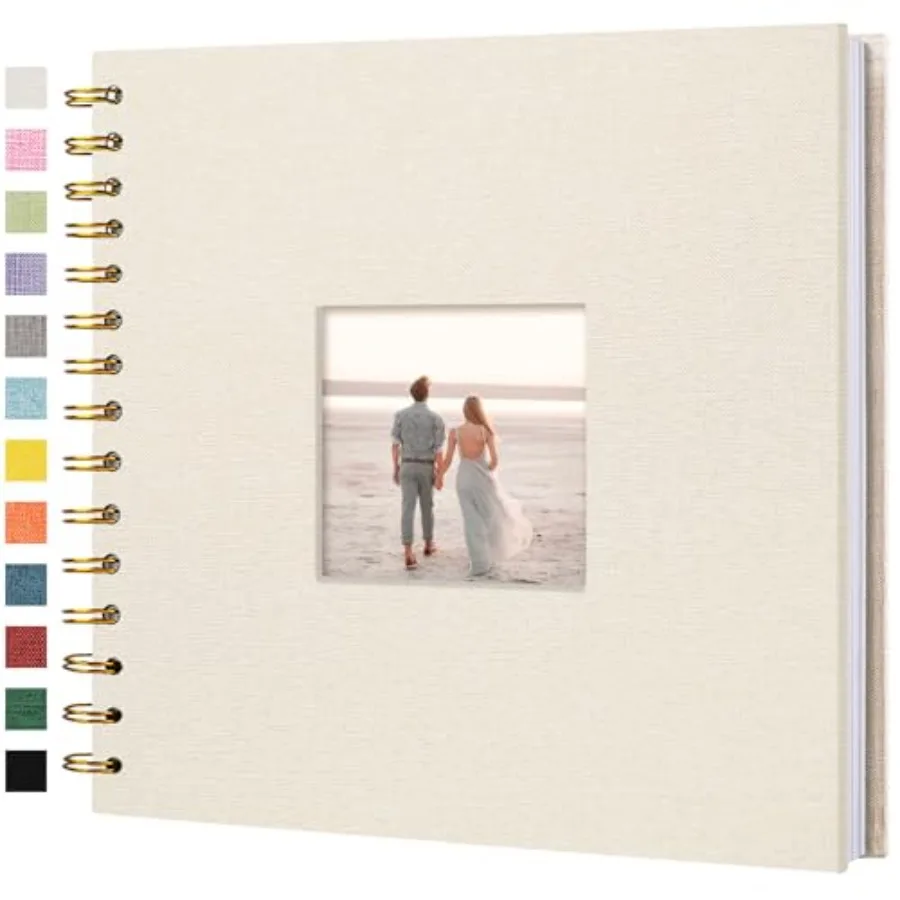 

x Scrapbook Photo Album Linen Cover 20 Sheets/, Hardcover Kraft White Memory Book, for Travel Weddg Guest Book Christmas Baby S
