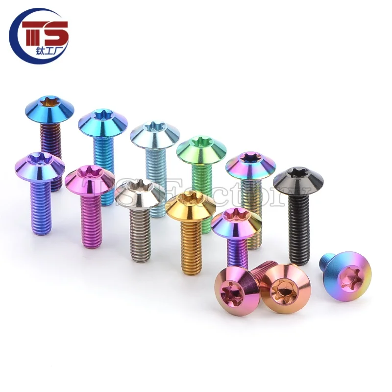 TS Titanium Factory 10pcs Titanium Alloy Screws Umbrella Torx Head M6X15/20/25mm Motorcycle Fairing Windshield Screws