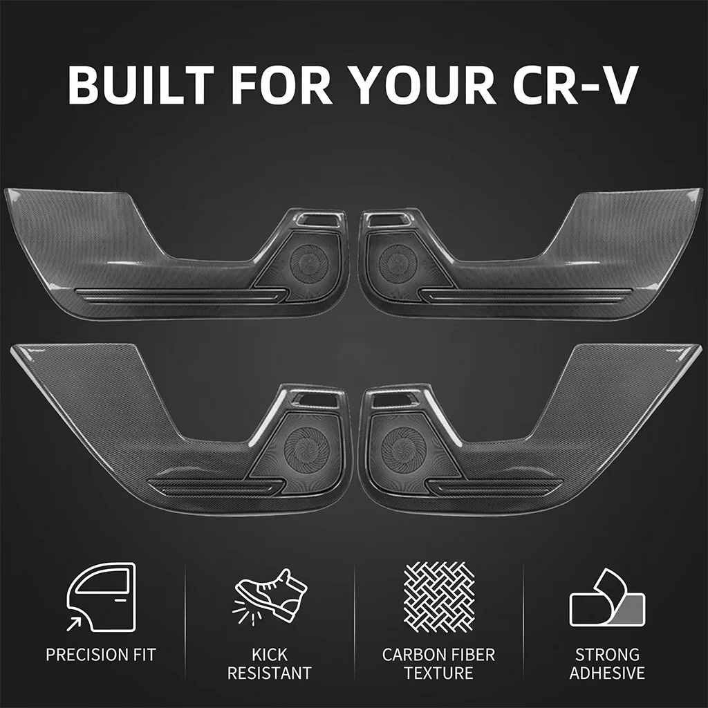 4Pcs Set Car Door Anti-Kick Pad Speaker Horn Cover Protector Leather Sticker Interior Trim Fit for Honda CR-V 2023