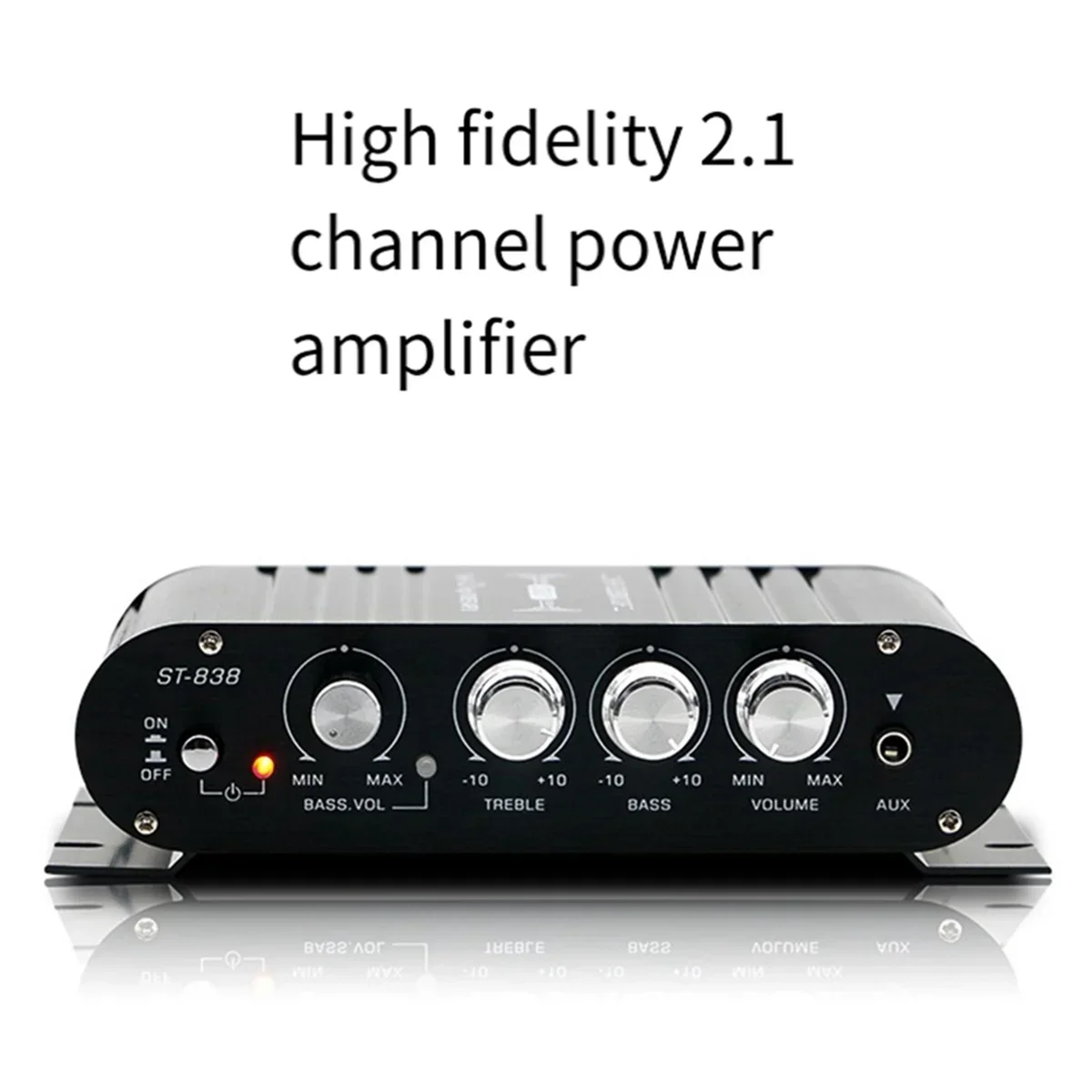 ST-838 Hifi Versterker 2.1 Kanaal Auto Mp3 Mini Amp Aux Ingang Hoge En Lage Bas Aanpassing Super Bas 20wx2 + 40W Versterker