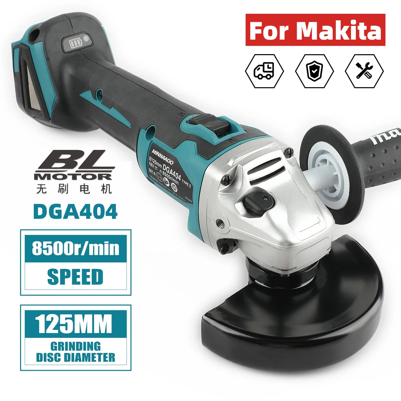 For Makita 18V Battery DGA404 brushless electric angle grinder set,rechargeable cutting and polishing machine battery set
