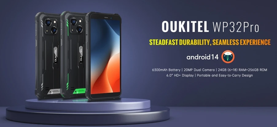 OUKITEL WP32 PRO, CPU T606 120Hz 6.0-inch, NFC 4G Support for Worldwide Connectivity three proof smartphone, 6GB RAM, 256GB ROM