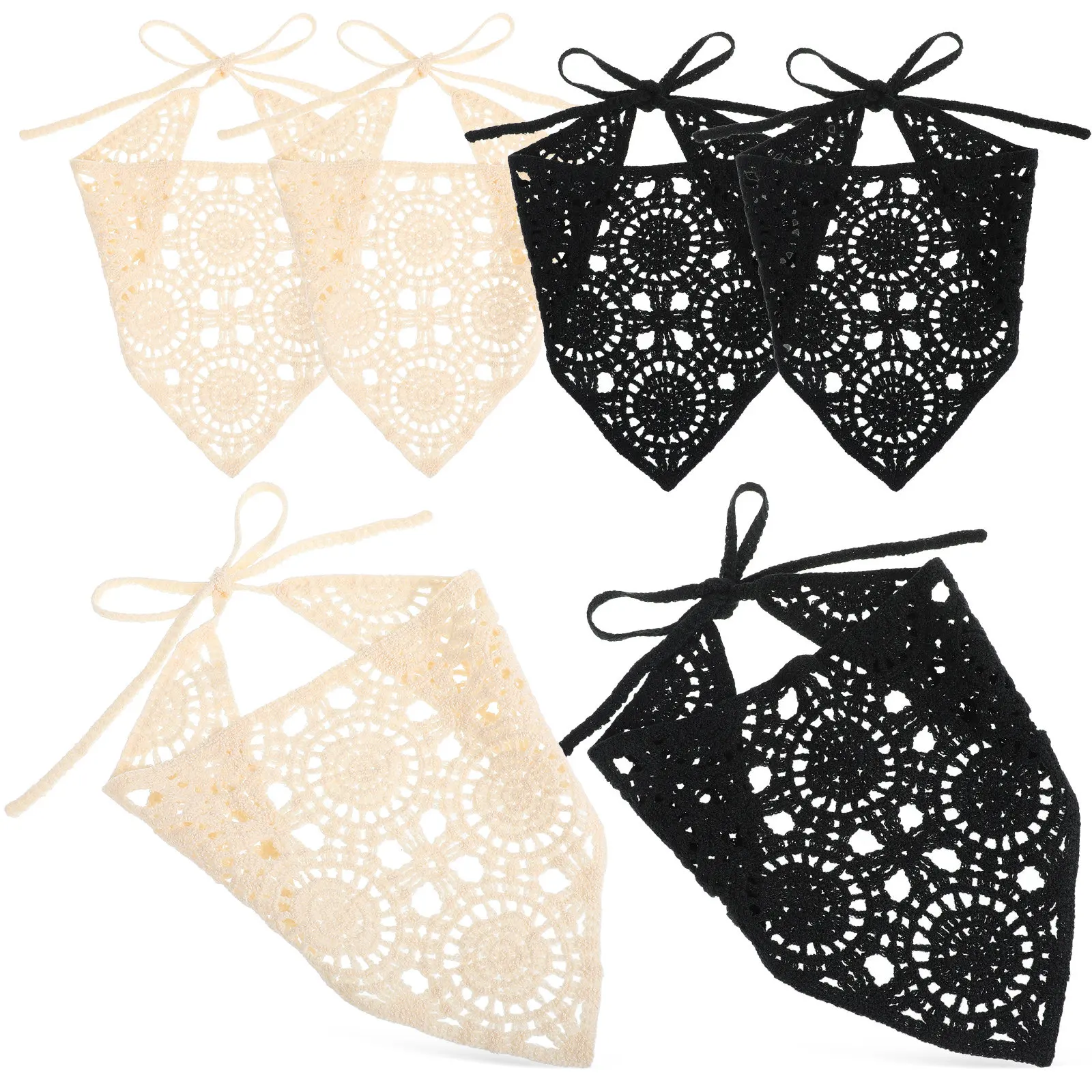 

6Pcs Crochet Bandana for Women Exquisite Hair Bandanas with Tie Straps Easy to Use Stylish Headscarf for Daily Wear Travel