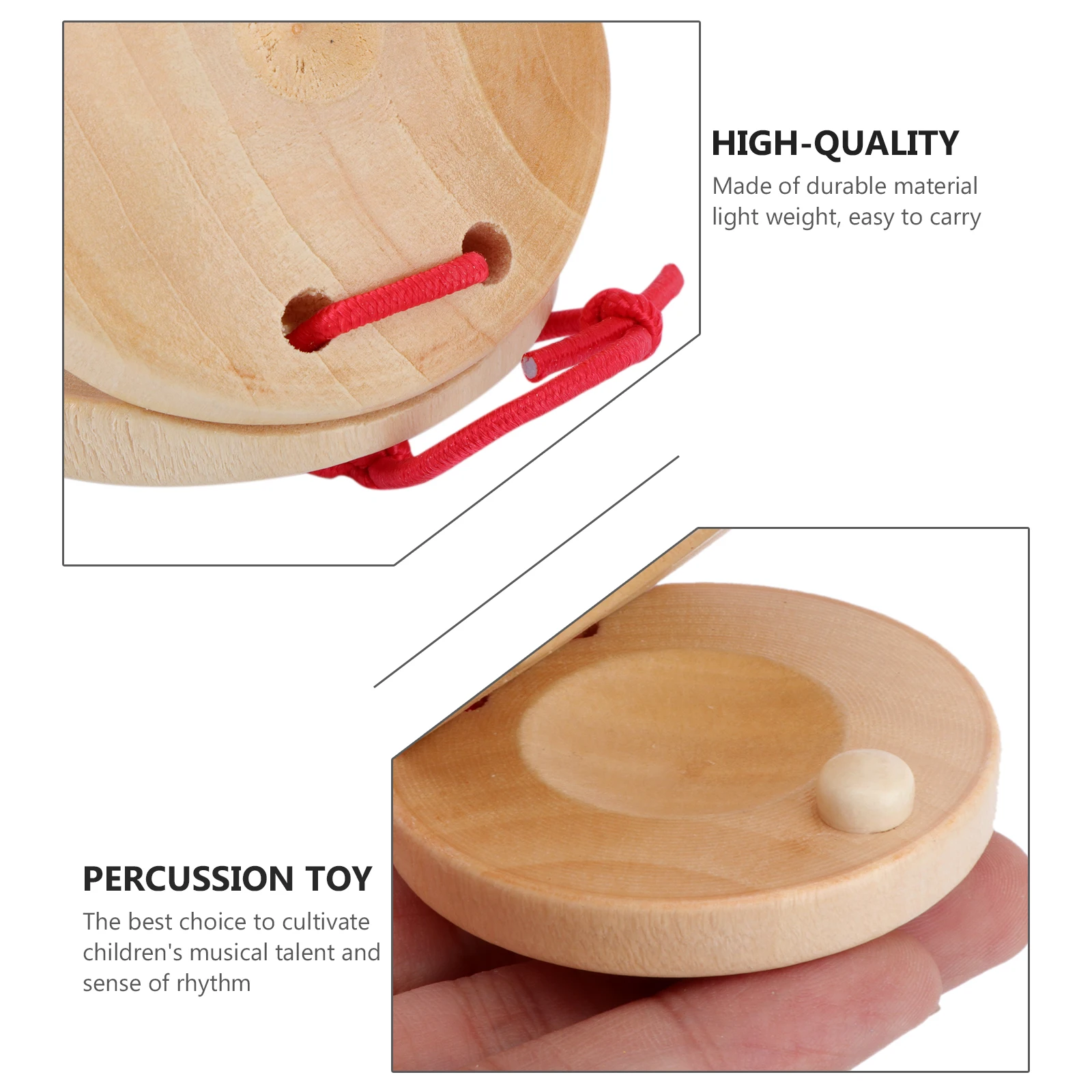 4 ชิ้นทนทานไม้ Clappers เครื่องดนตรีเครื่องกระทบของเล่นของขวัญการศึกษาสําหรับเด็ก