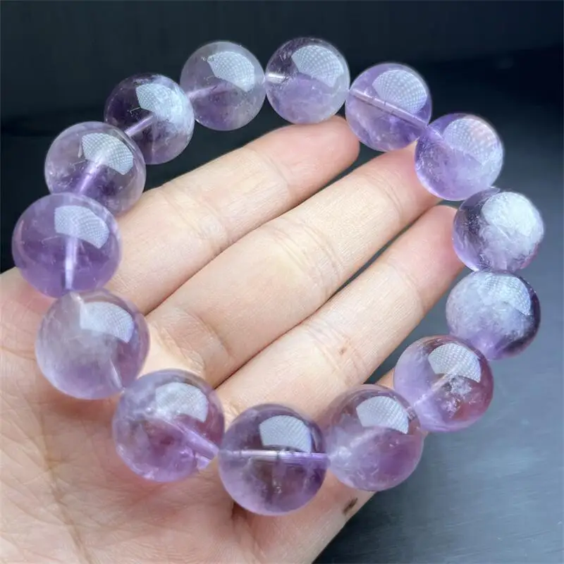 18MM Natural Purple Rabbit Hair Quartz Bracelet Fashion Personalized Men Women Holiday Exquisite Christmas Gift 1PCS